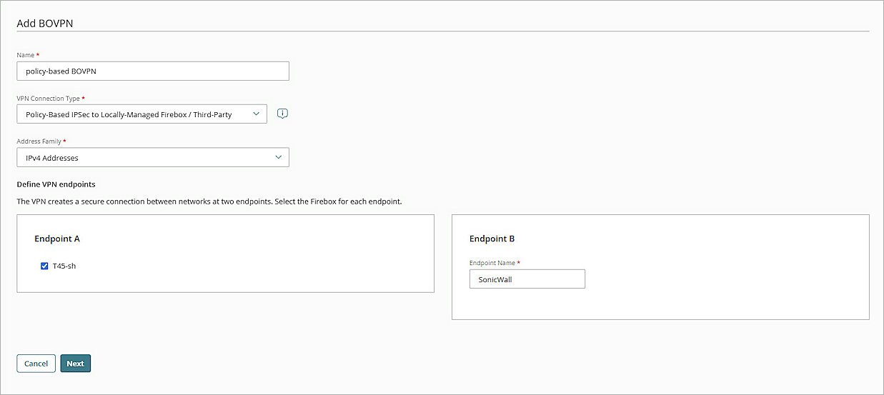 Screenshot of Add BOVPN page